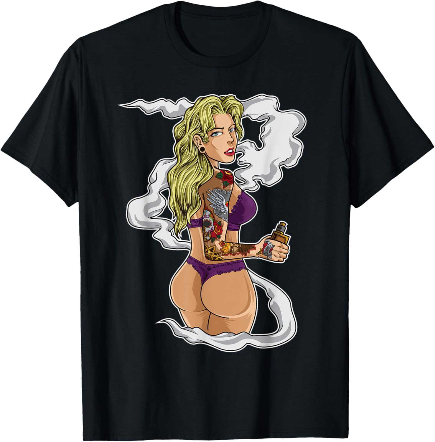 Vaping Shop - Getatoeëerde Vaping Girl Graphic Tee E-Sigaret