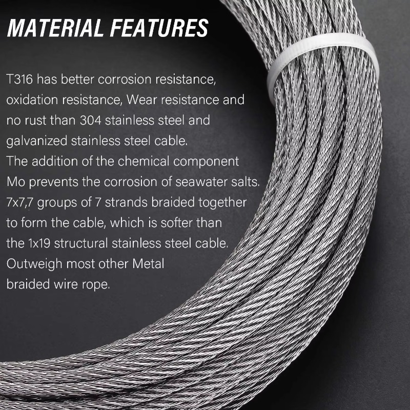 Draadkabel 7X19 Diameter 3,18  - Stainless Wire Ss316 recensie en prijs
